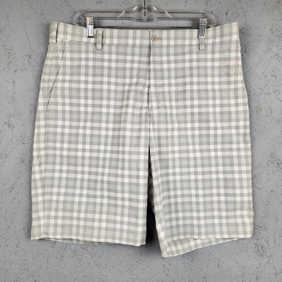 Nike Other - Nike Golf Shorts Mens 36 Gray White Check Plaid Dri Fit Performance Logo Pockets
